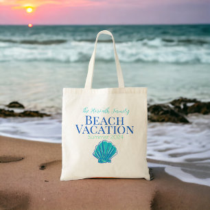 Beach Reunion Weekend Blue Shell Personalized Tote Bag
