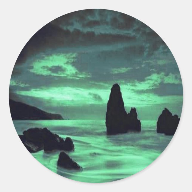 Beach, Rocks Classic Round Sticker (Front)