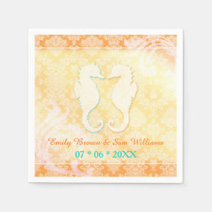 Beach Romance SeaHorse Pair Wedding Napkin