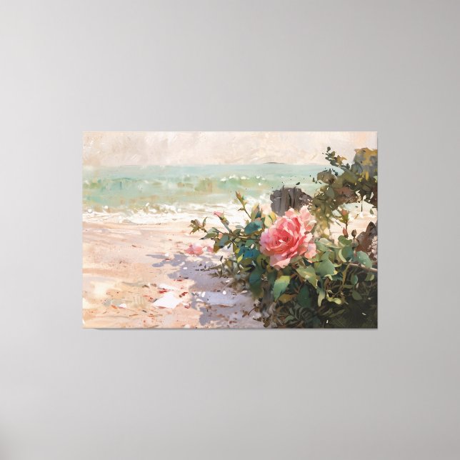 *~* Beach Rose Close Up TV2 Stretched Canvas Print (Front)