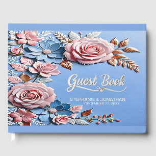 Beach Rose Quartz & Serenity Wedding Guest Book