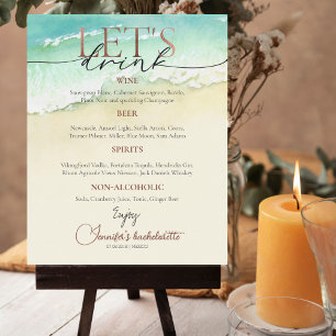 Beach Rose Script Bachelorette Drinks Menu Sign
