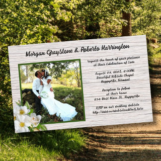 Beach Roses Wood Wedding Invitations Budget Paper