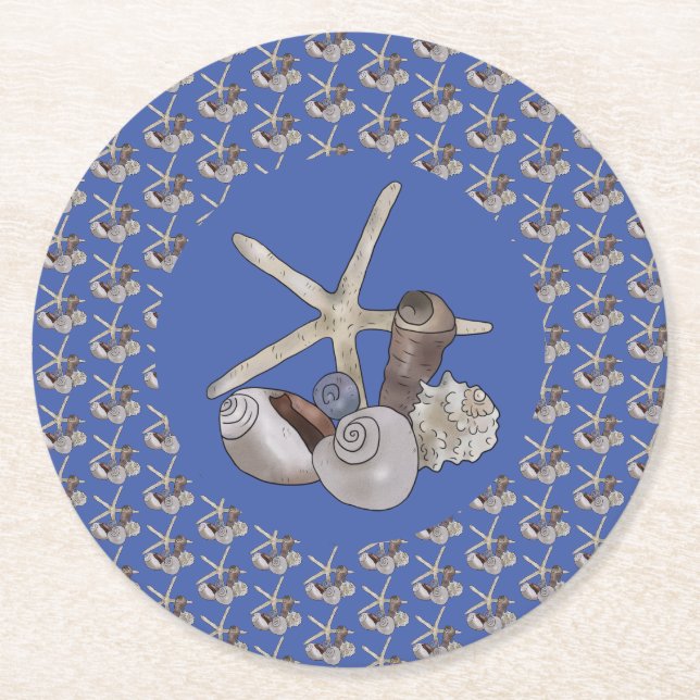 beach round paper coaster (Front)