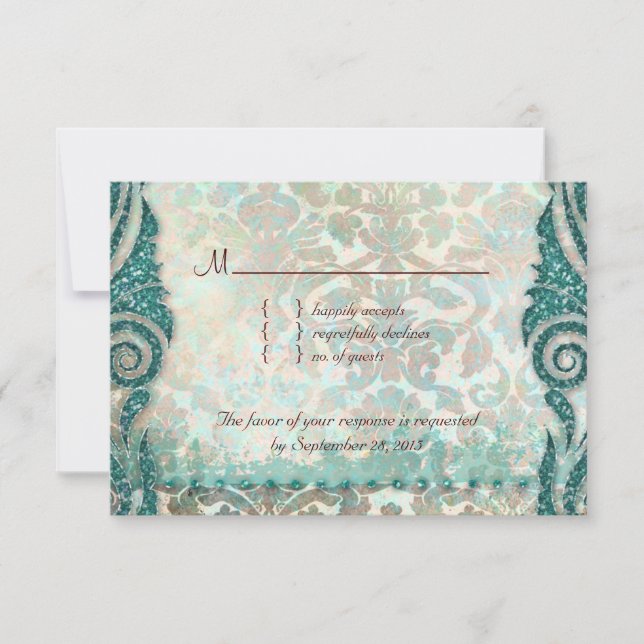 Beach RSVP Wedding Reply Card Seahorse (Front)