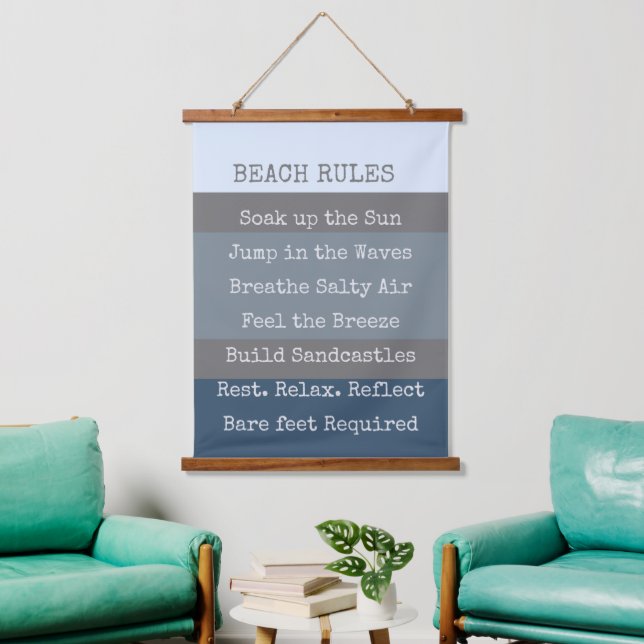 Beach Rules Modern Colorblock  Hanging Tapestry (Living Room)