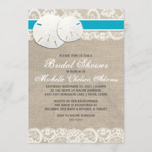 Beach Rustic Burlap Lace Bridal Shower Invitation
