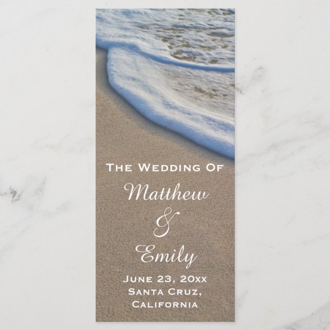 Beach Sand and Sea Foam Wedding Program (Front)