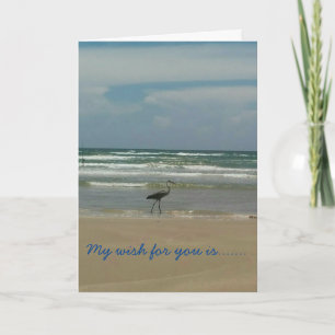 beach sand and waves birthday card with bird