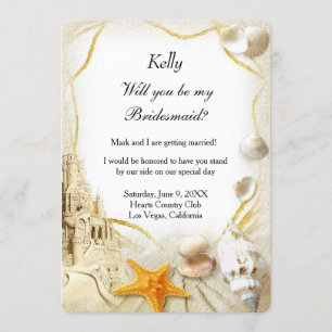 Beach Sand Castle Mariage Bridesmaid Invitation
