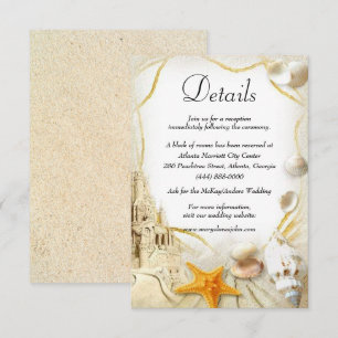 Beach Sand Castle Wedding Details Enclosure Card
