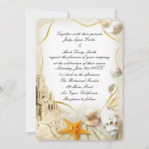 Beach Sand Castle Wedding Invitation