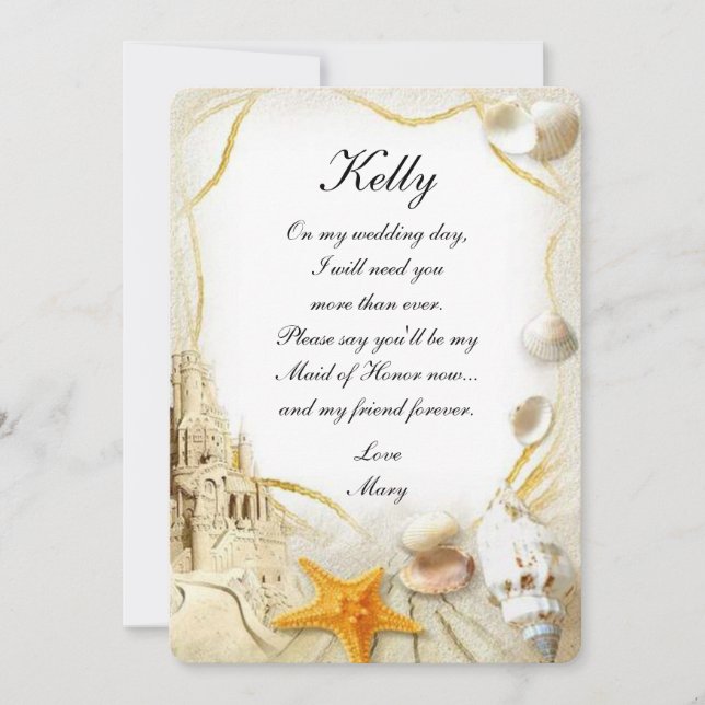 Beach Sand Castle Wedding Maid Of Honour Invitatio Invitation (Front)
