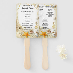 Beach Sand Castle Wedding Program Fans