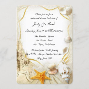 Beach Sand Castle Wedding Rehearsal Dinner Invitation