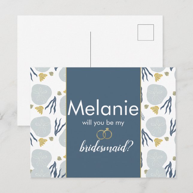 Beach Sand Dollar Bridesmaid Proposal Card (Front/Back)