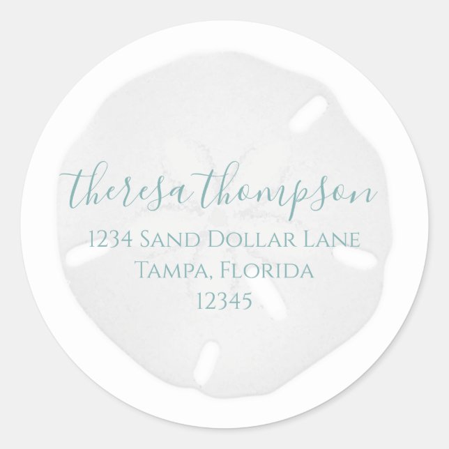 Beach Sand Dollar Simple Return Address Label (Front)