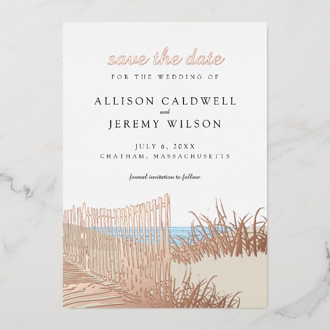 Beach Sand Dunes Wedding Save the Date (Front)