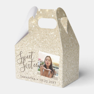 Beach Sand Glitter Sweet 16 Birthday Photo Favor Box