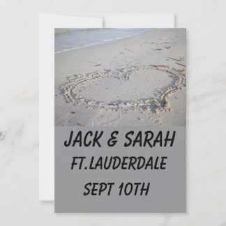 BEACH SAND HEART CUSTOM WEDDING INVITATIONS