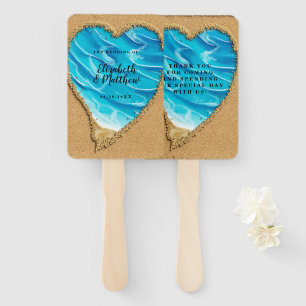 Beach Sand Heart Seashore Wedding Hand Fan