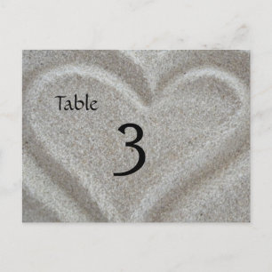 Beach Sand Heart Table Number Card