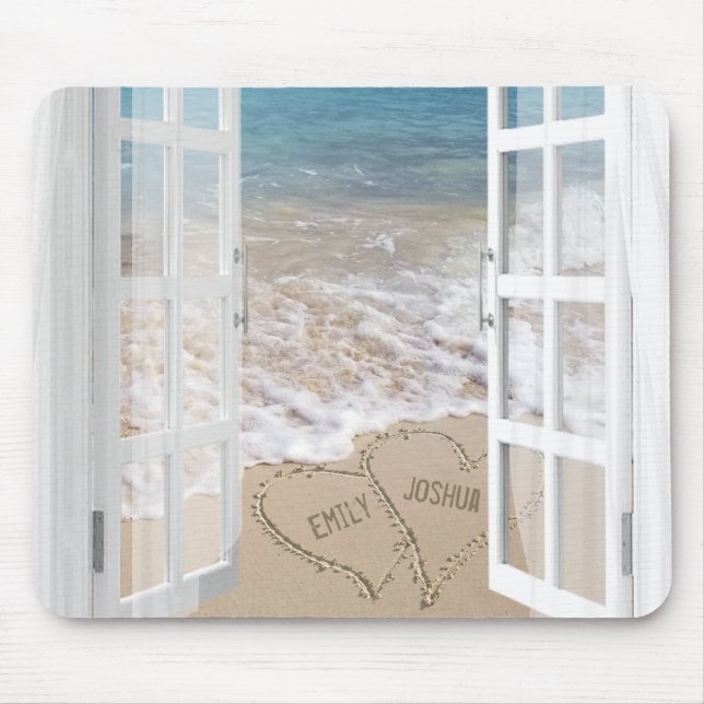 Beach Sand Heart with open window Mouse Pad (Front)