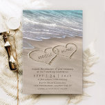 Beach Sand Hearts Elegant Tropical Modern Wedding Invitation<br><div class="desc">Design features an elegant beach with hearts in the sand that you can "draw" the names of your choice in. You can enlarge shorter names or shrink longer names if needed to fit properly within the hearts under the "customize further" link that's below the template demo fields above (use the...</div>