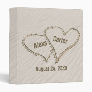 Beach Sand Hearts with Names Binder