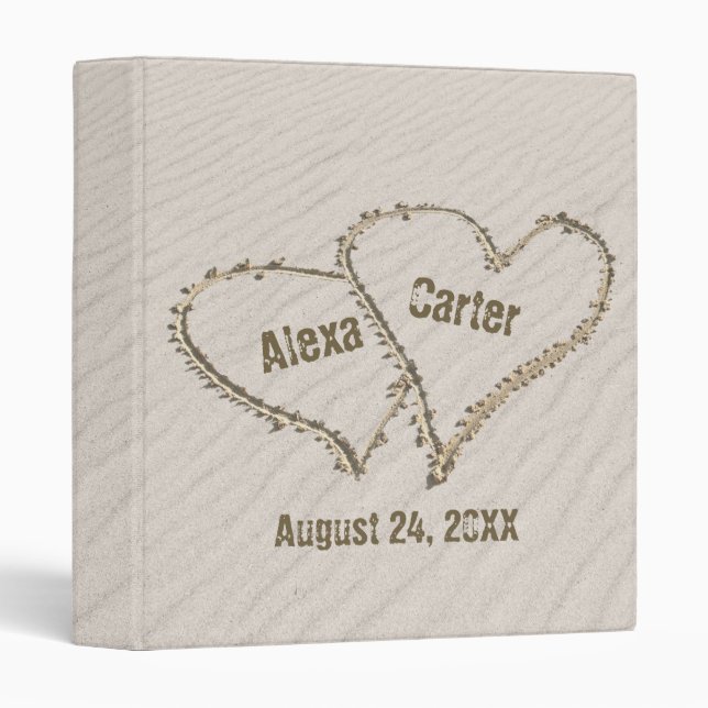 Beach Sand Hearts with Names Binder (Front/Spine)