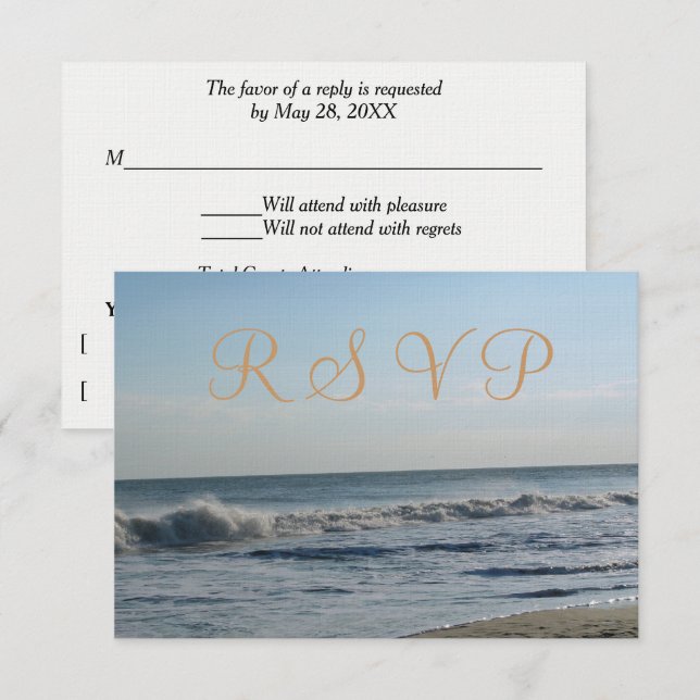 Beach Sand Ocean Waves Wedding RSVP (Front/Back)