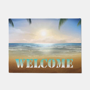 Beach,Sand, Palms, Sunset  ,Welcome Doormat