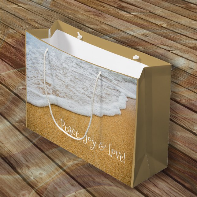 Beach Sand Peace Joy Love Christmas Large Gift Bag (Creator Uploaded)