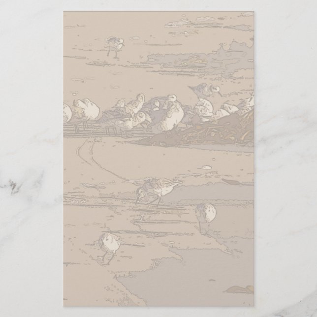Beach Sand Pipers Art Stationery (Front)