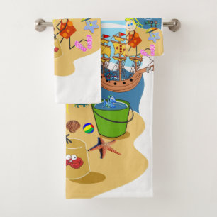 Beach Sand Rainbow Sun Crab Bathroom Towel Sets