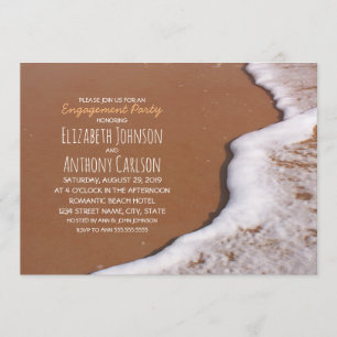 Beach Sand Sea Foam Romantic Engagement Party Invitation