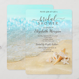Beach Sand Sea Seashells Bridal Shower   Invitation