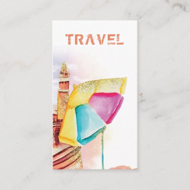 *~* Beach Sand Sea Travel Tourist Tourism QR Business Card (Front)