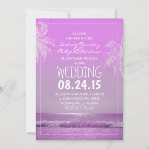 BEACH sand sea waves & palms wedding invitation