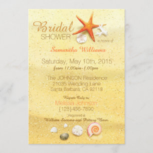 Beach Sand Seashell Beach Bridal Shower Invitation