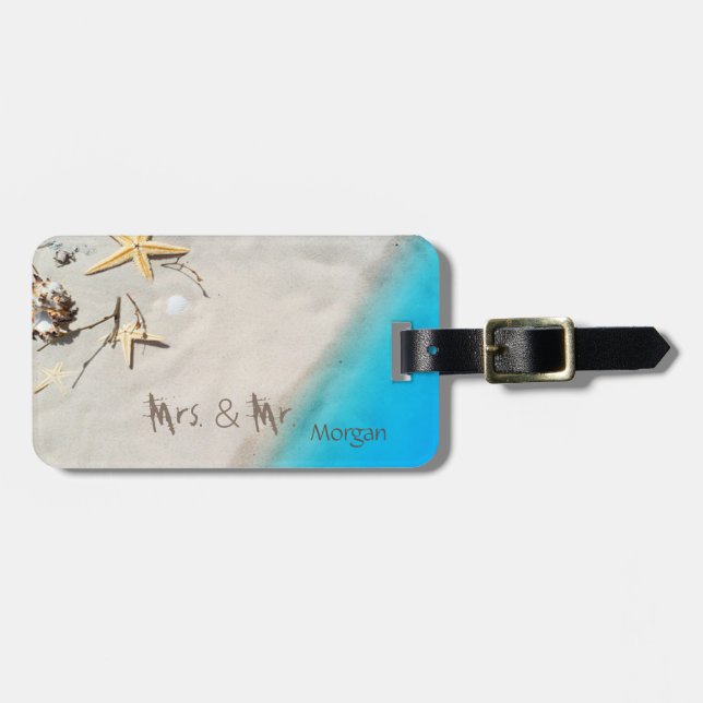 Beach ,Sand,Seashell,Seastar ,-Personalized Luggage Tag (Front Horizontal)