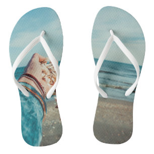 Beach Sand & Seashells Flip Flops