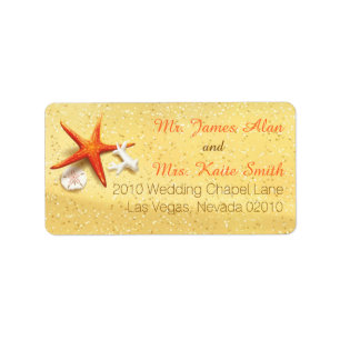 Beach Sand Seashells Wedding Label
