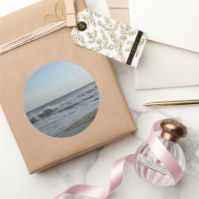 Beach Sand Star-Shaped Wedding Classic Round Sticker (Gifting)