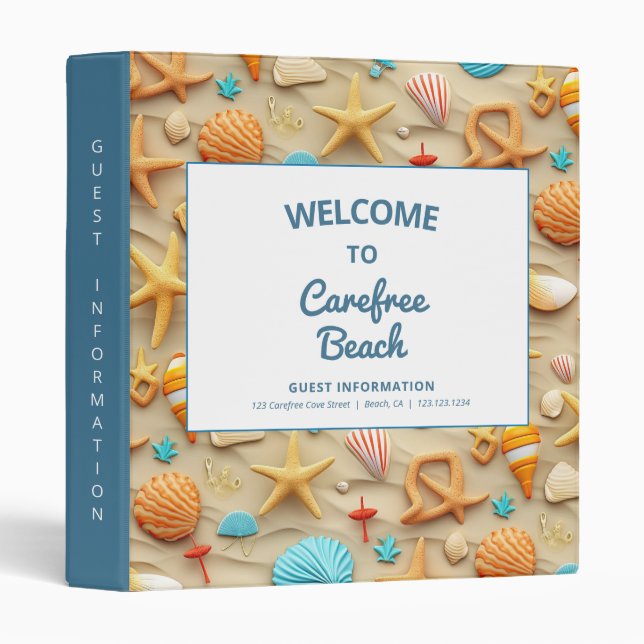 Beach Sand Vacation Rental Information Binder (Front/Spine)