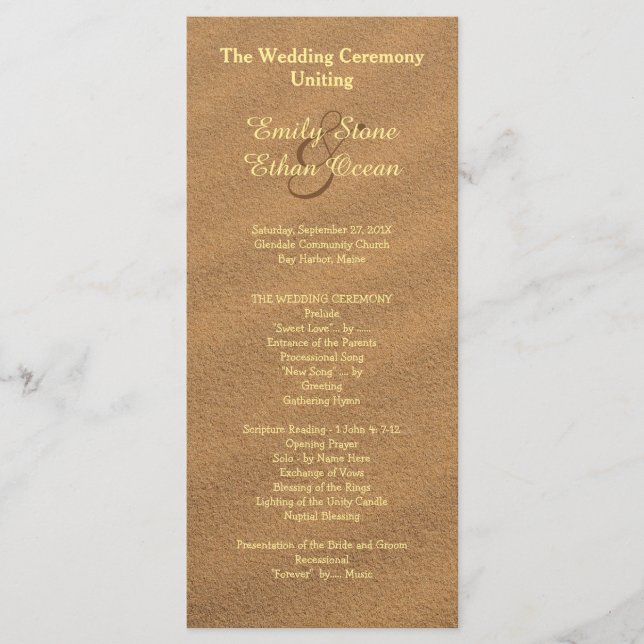 Beach Sand Wedding Tall Program (Front)