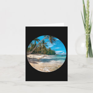 Beach Sand White Scene Palm Trees Blue Summer Vaca Card