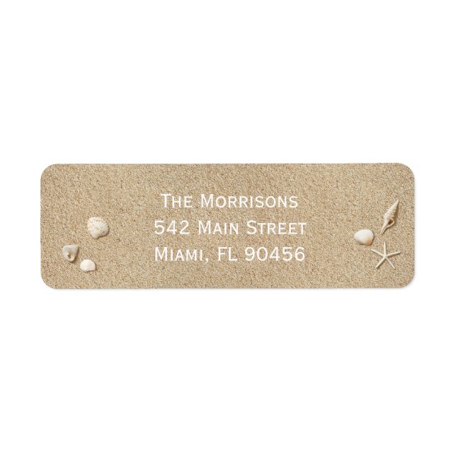 Beach Sand & White Typography Return Address Label (Front)