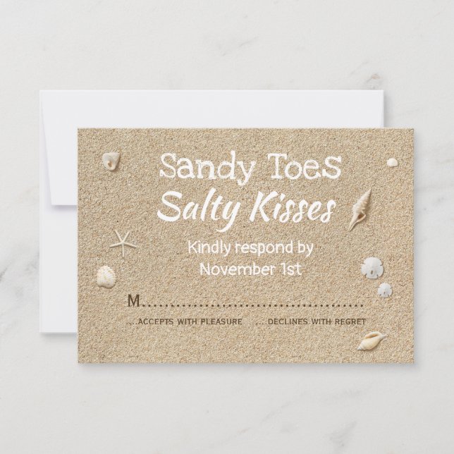 Beach Sand & White Typography RSVP (Front)