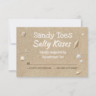 Beach Sand & White Typography RSVP Card